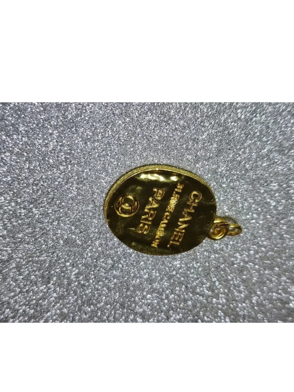 CHANEL Gold Oval Logo Medallion Charm Pendant. Repurposed